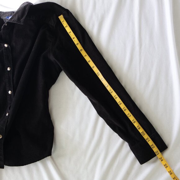 Black Corduroy Ladies Shirt - Size L - Snaps - Picture 8 of 12